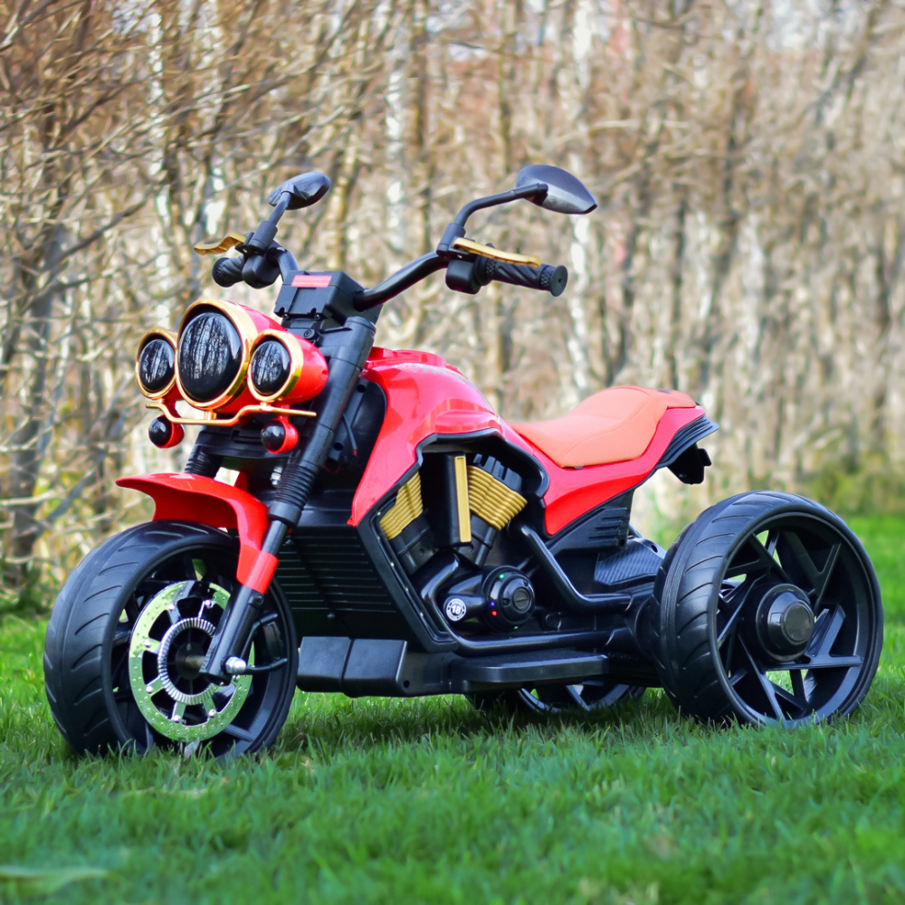 Motocicleta electrica cu 3 roti, Telecomanda, Kinderauto Jocker 70W premium, rosu [2]