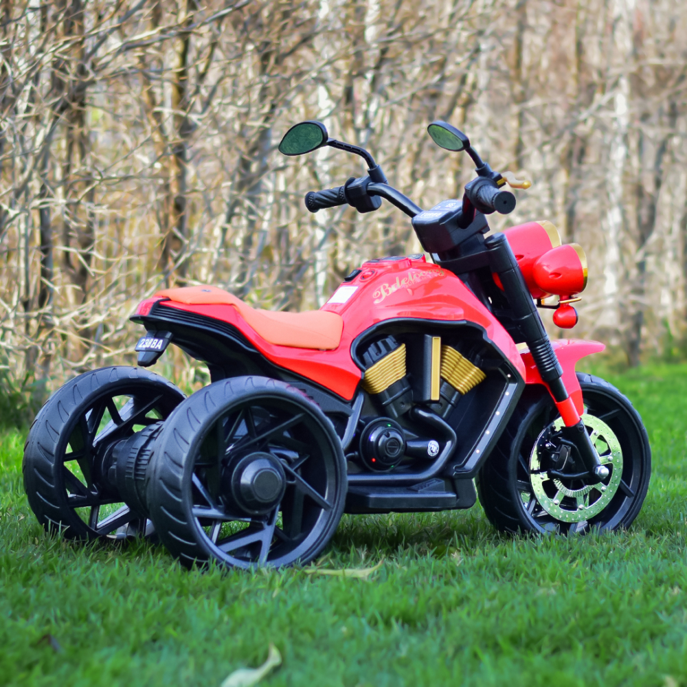 Motocicleta electrica cu 3 roti, Telecomanda, Kinderauto Jocker 70W premium, rosu [6]