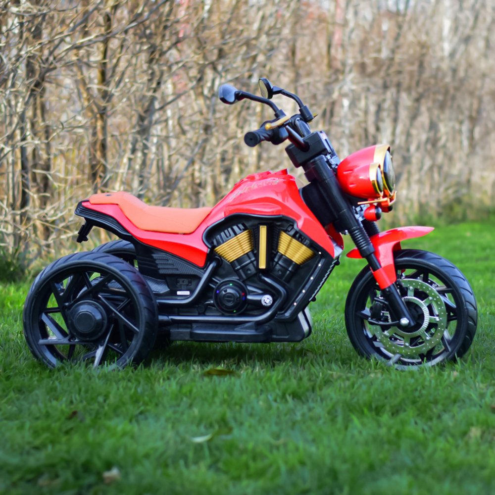 Motocicleta electrica cu 3 roti, Telecomanda, Kinderauto Jocker 70W premium, rosu [5]