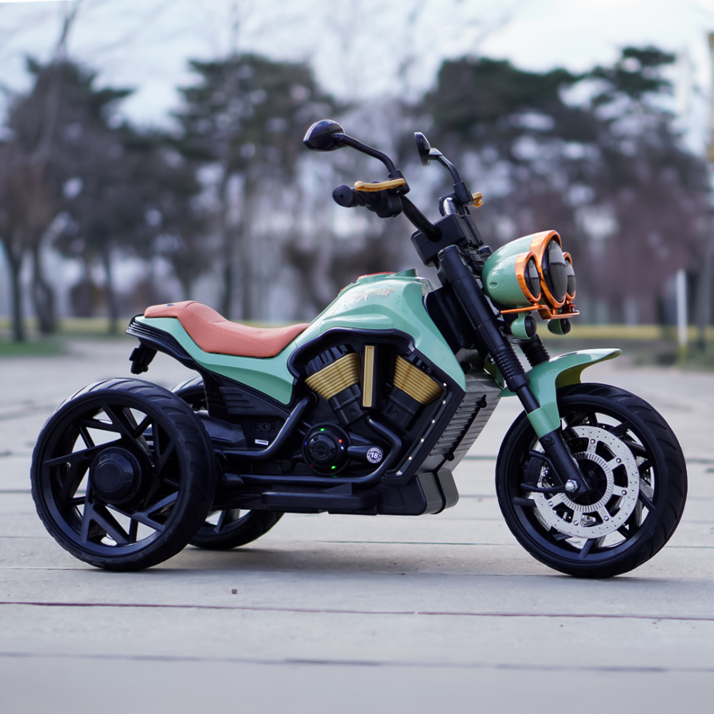 Motocicleta electrica cu 3 roti, Telecomanda, Kinderauto Jocker 70W premium, verde [5]