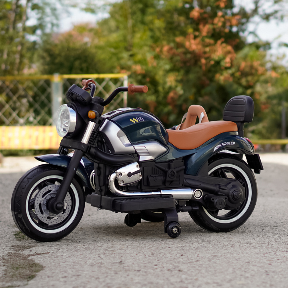Motocicleta electrica cu atas BJTS0926, pentru copii 3-9 ani, 150W, 12V 12Ah, echipare premium, verde [8]