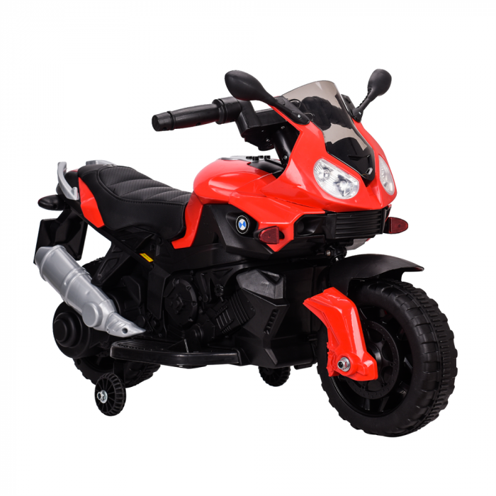 Motocicleta electrica cu roti ajutatoare Kinderauto BJ917 35W 6V culoare Rosu 35W imagine noua responsabilitatesociala.ro