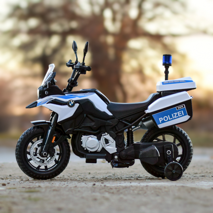 Motocicleta electrica de politie pentru copii, BMW F850 GS, 90W, 12V cu roti MOI #Polizei [3]
