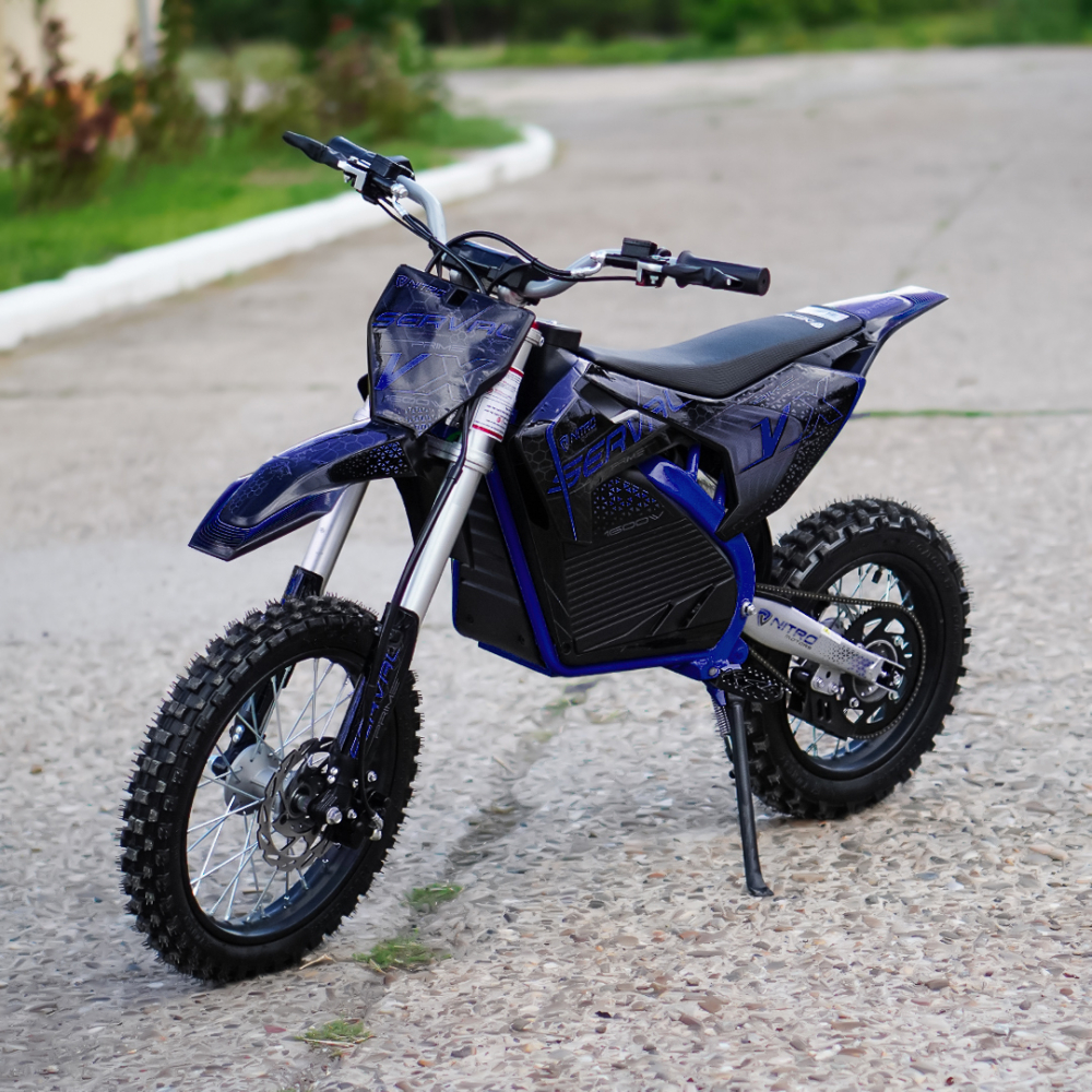 Motocicleta electrica E-Dirtbike Serval VX 1600W 14/12 48V 15Ah Lithiu ION, culoare albastra [2]