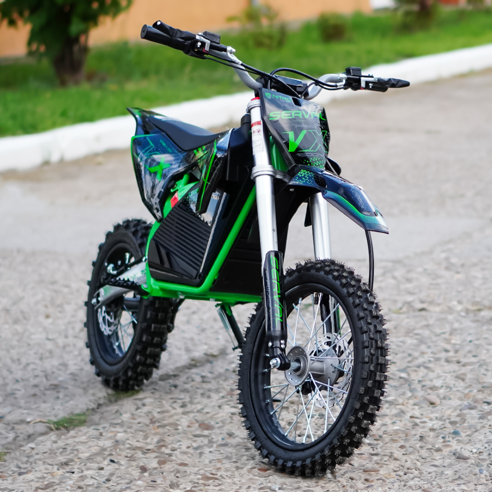 Motocicleta electrica E-Dirtbike Serval VX 1600W 14/12 48V 15Ah Lithiu ION, culoare Verde [5]
