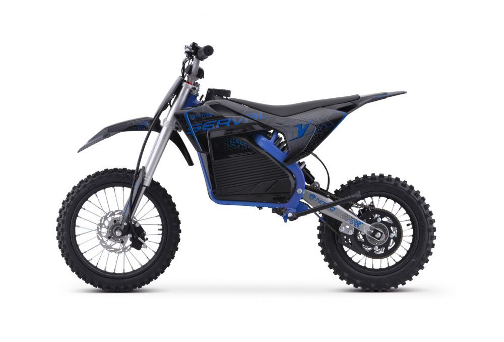 Motocicleta electrica E-Dirtbike Serval VX 1600W 14 12 48V 15Ah Lithiu ION, culoare albastra