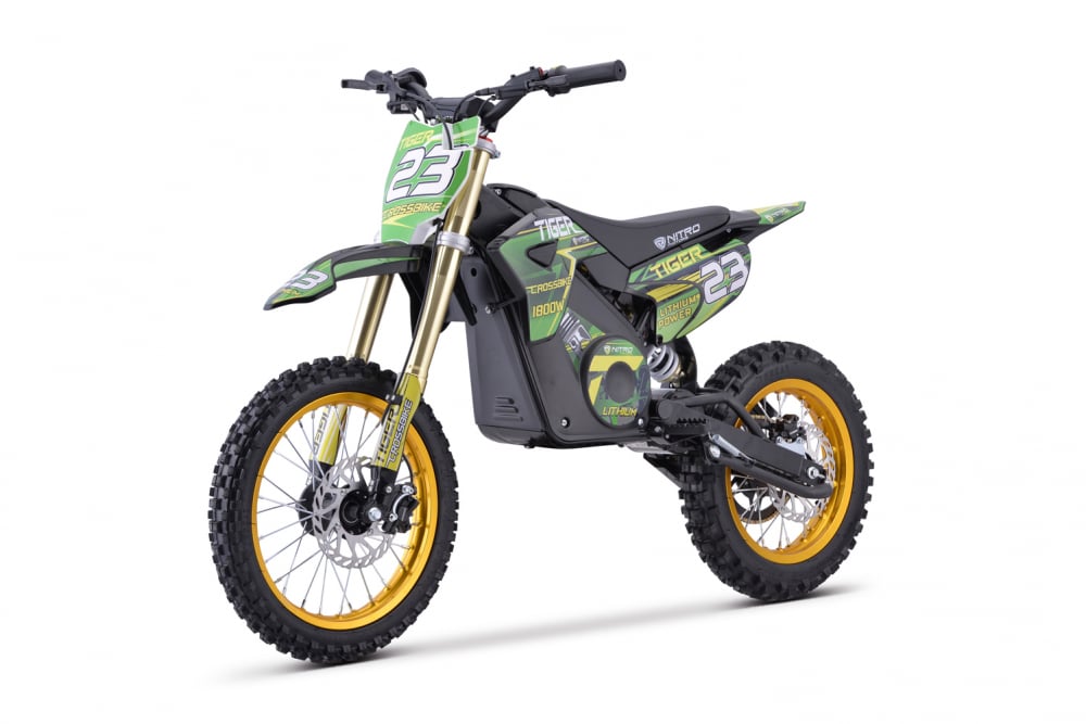 Motocicleta electrica Nitro E-Dirtbike Tiger 1800W 14 12 48V 13Ah Lithiu ION, culoare Verde