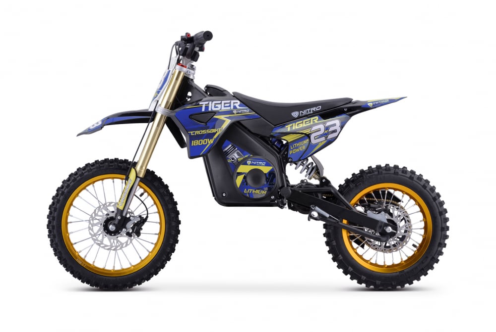 Motocicleta electrica Nitro E-Dirtbike Tiger 1800W 14 12 48V 13Ah Lithiu ION, culoare albastru