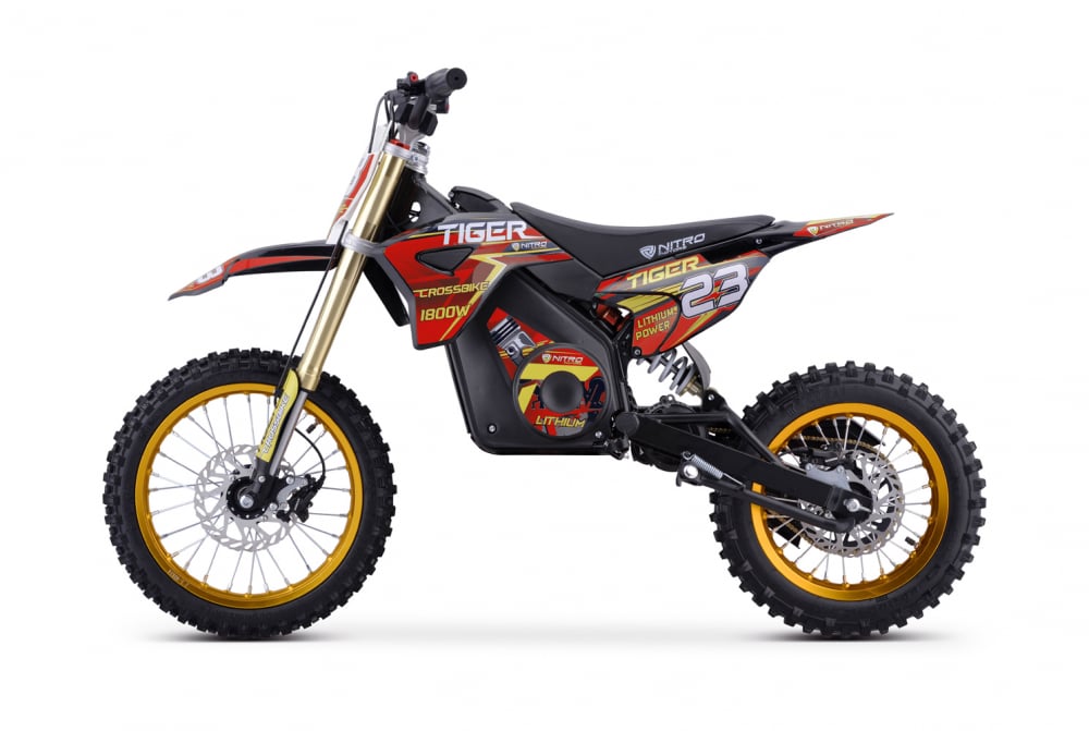 Motocicleta electrica Nitro E-Dirtbike Tiger 1800W 14 12 48V 13Ah Lithiu ION, culoare rosie