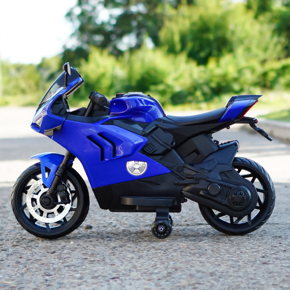 Motocicleta electrica, Kinderauto BDQ888 70W 12V cu roti moi, Bluetooth, culoare Albastru [5]