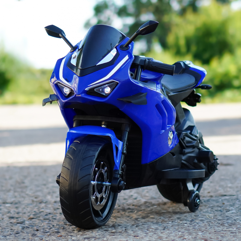 Motocicleta electrica, Kinderauto BDQ888 70W 12V cu roti moi, Bluetooth, culoare Albastru [3]