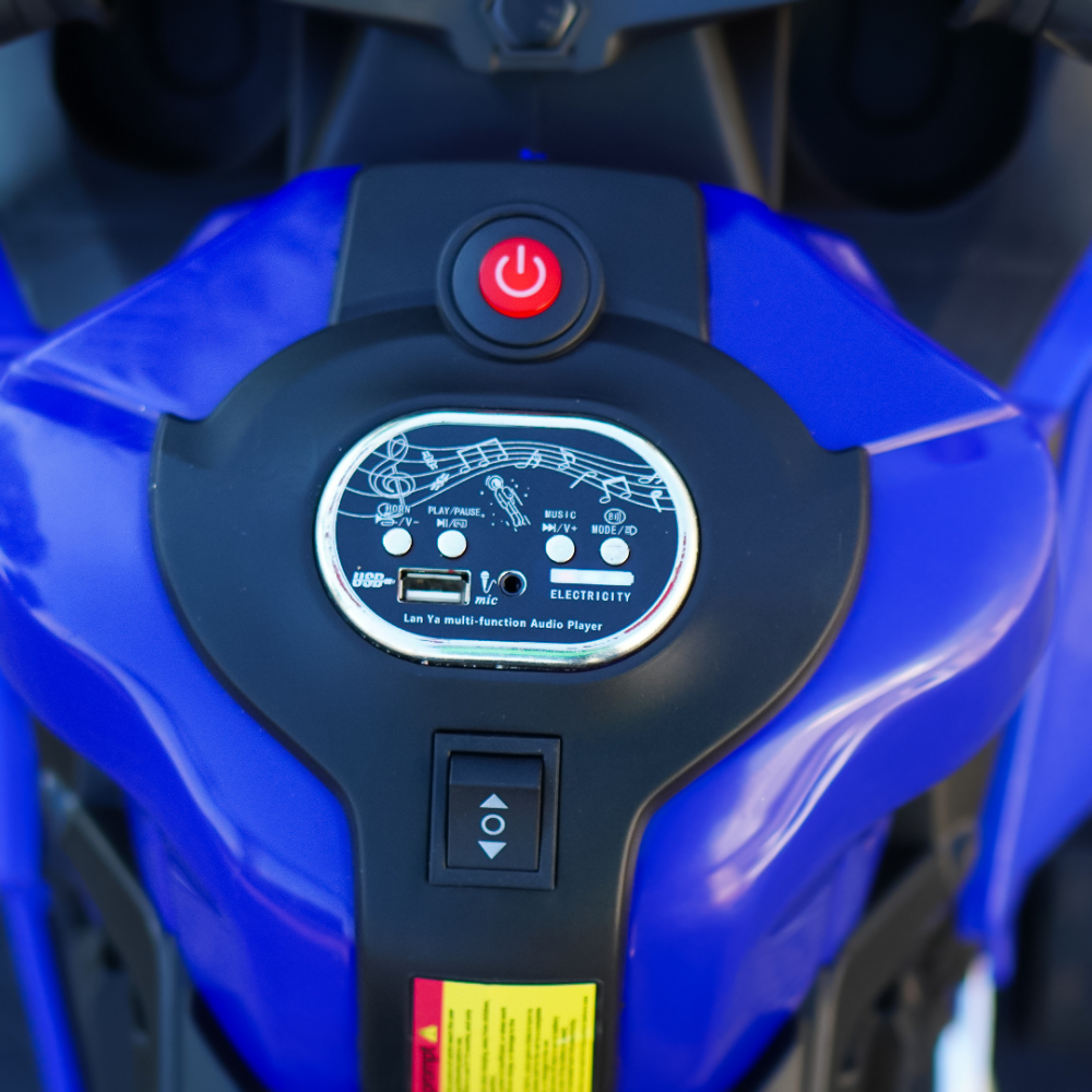 Motocicleta electrica, Kinderauto BDQ888 70W 12V cu roti moi, Bluetooth, culoare Albastru [16]