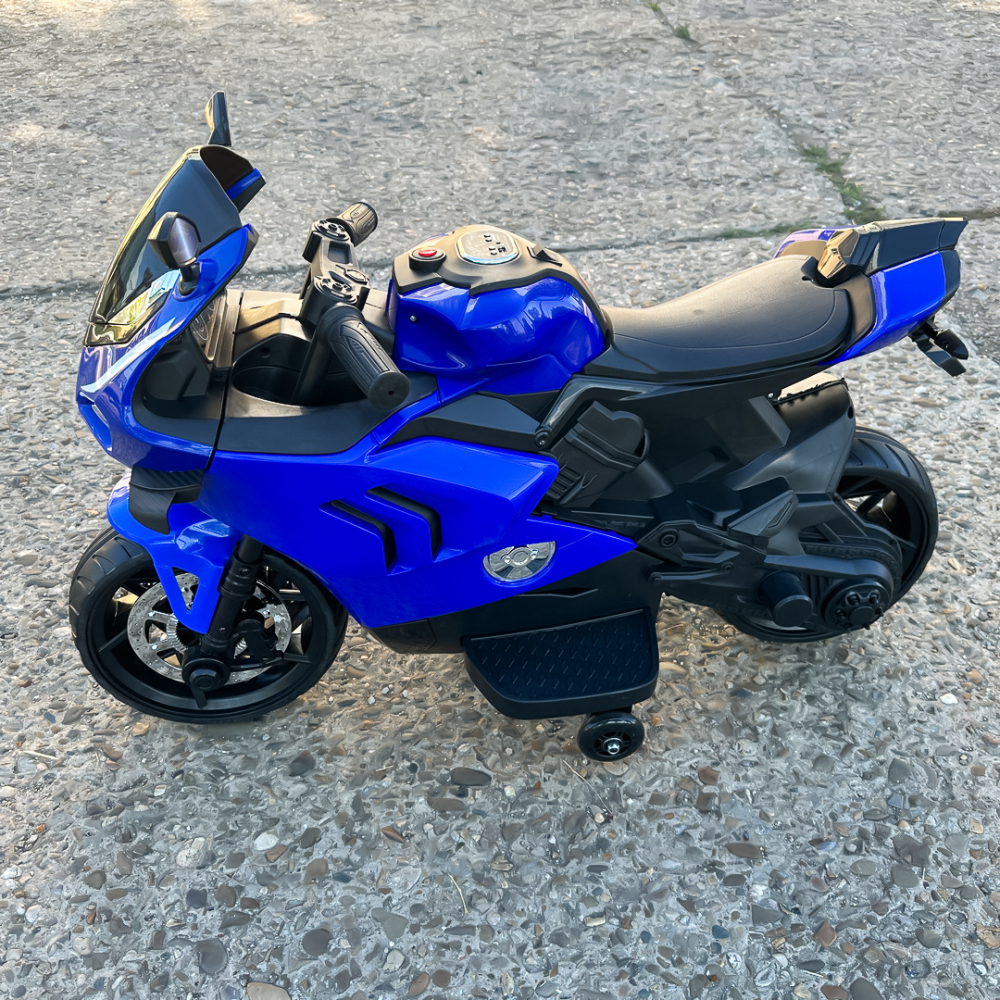 Motocicleta electrica, Kinderauto BDQ888 70W 12V cu roti moi, Bluetooth, culoare Albastru [10]