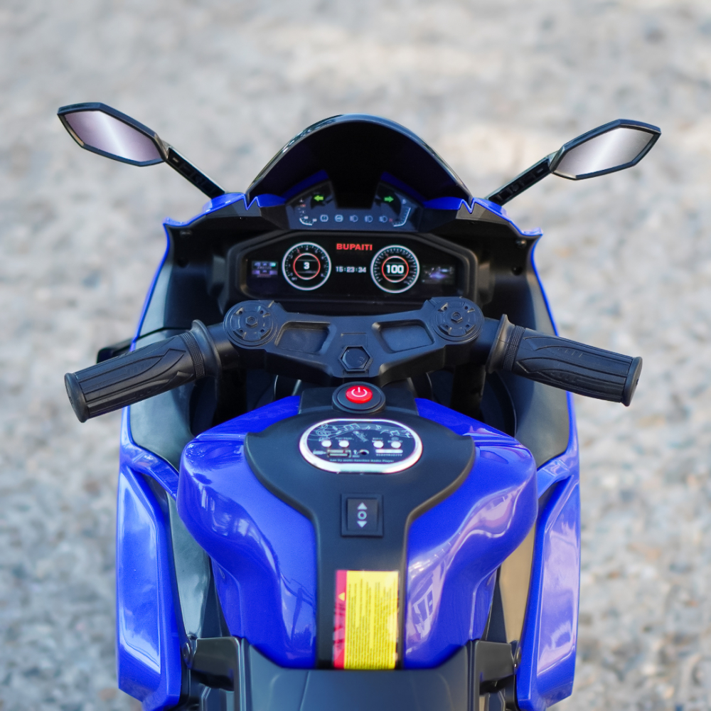 Motocicleta electrica, Kinderauto BDQ888 70W 12V cu roti moi, Bluetooth, culoare Albastru [15]