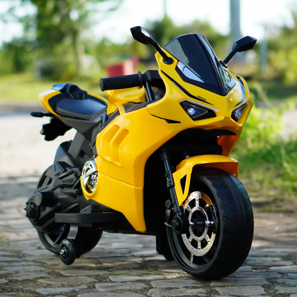 Motocicleta electrica, Kinderauto BDQ888 70W 12V cu roti moi, Bluetooth, culoare Galben [2]