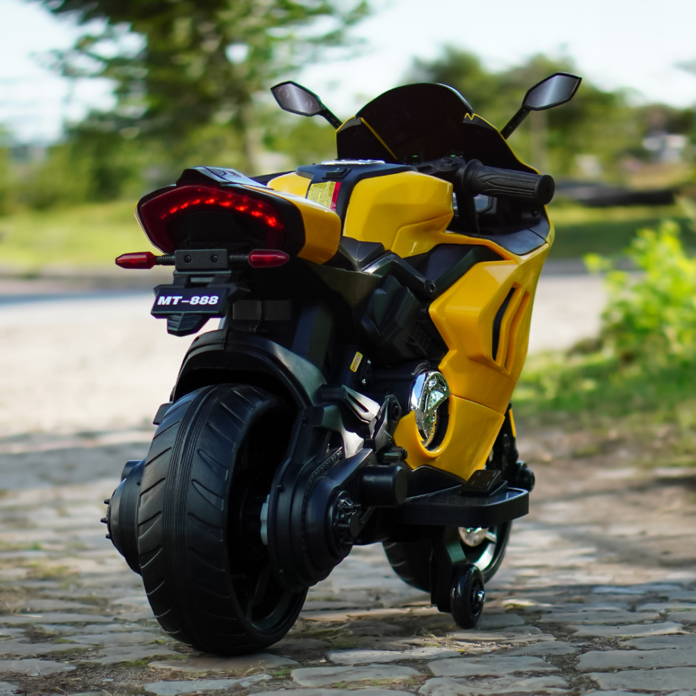 Motocicleta electrica, Kinderauto BDQ888 70W 12V cu roti moi, Bluetooth, culoare Galben [7]