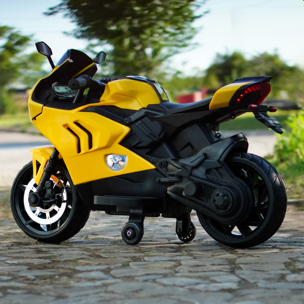Motocicleta electrica, Kinderauto BDQ888 70W 12V cu roti moi, Bluetooth, culoare Galben [9]