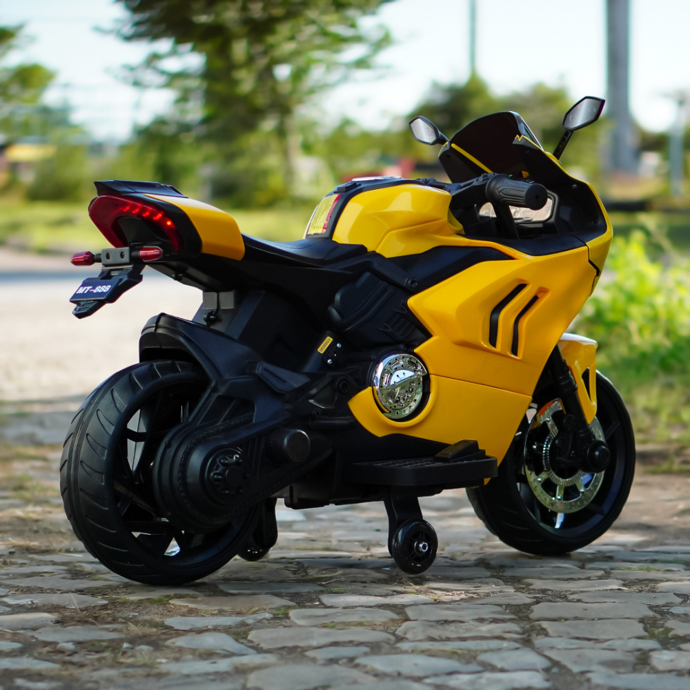 Motocicleta electrica, Kinderauto BDQ888 70W 12V cu roti moi, Bluetooth, culoare Galben [6]