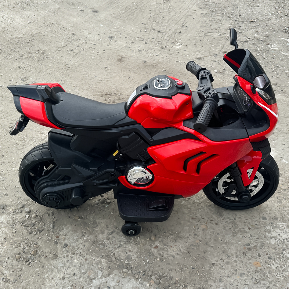 Motocicleta electrica, Kinderauto BDQ888 70W 12V cu roti moi, Bluetooth, culoare Rosu [12]