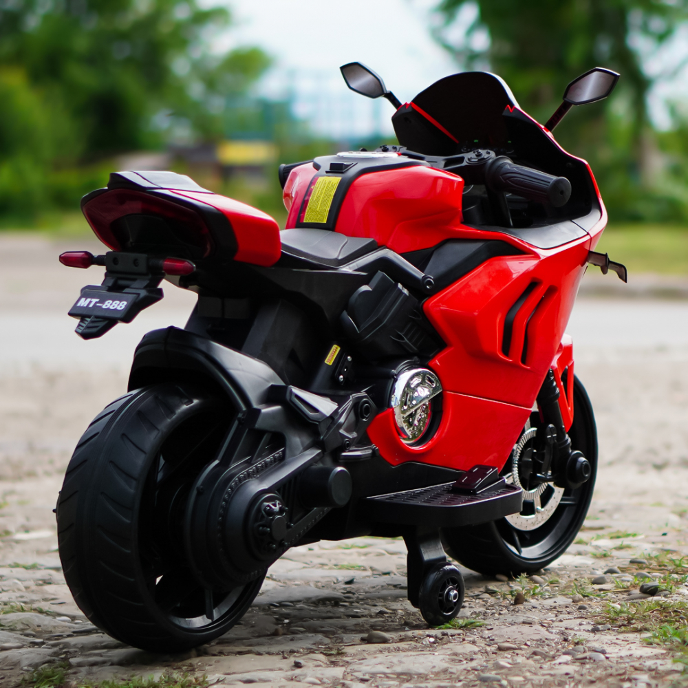 Motocicleta electrica, Kinderauto BDQ888 70W 12V cu roti moi, Bluetooth, culoare Rosu [8]