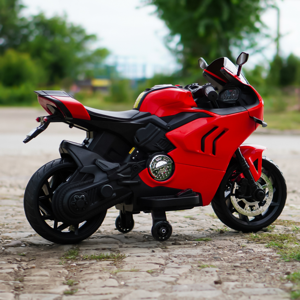 Motocicleta electrica, Kinderauto BDQ888 70W 12V cu roti moi, Bluetooth, culoare Rosu [9]