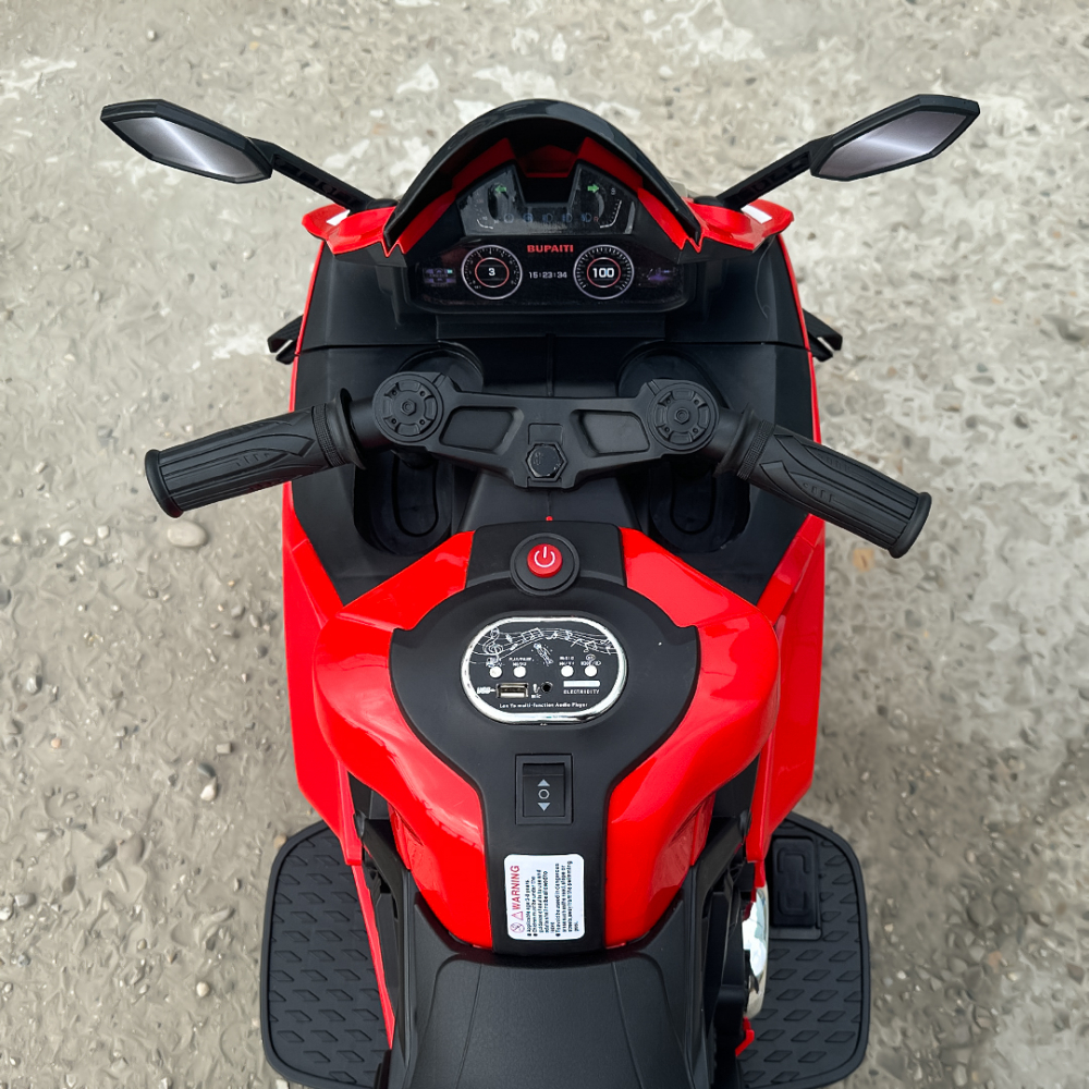 Motocicleta electrica, Kinderauto BDQ888 70W 12V cu roti moi, Bluetooth, culoare Rosu [16]