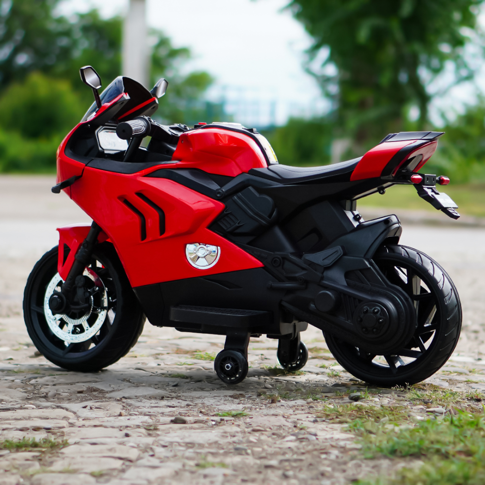 Motocicleta electrica, Kinderauto BDQ888 70W 12V cu roti moi, Bluetooth, culoare Rosu [6]