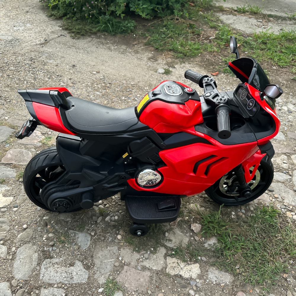 Motocicleta electrica, Kinderauto BDQ888 70W 12V cu roti moi, Bluetooth, culoare Rosu [10]