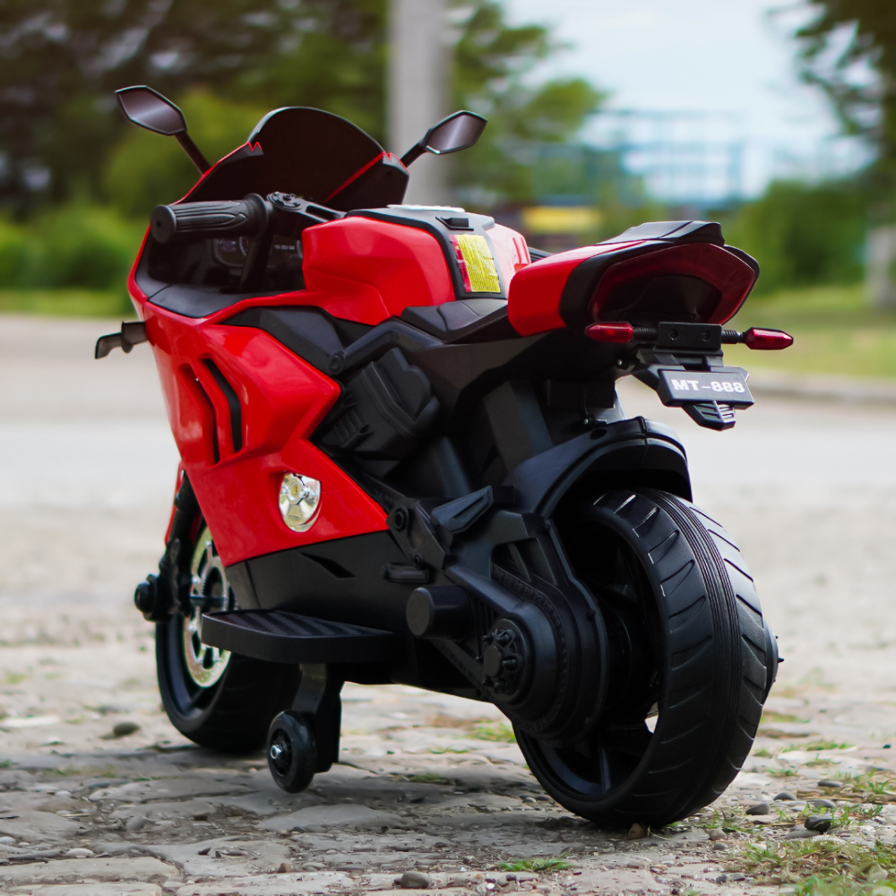 Motocicleta electrica, Kinderauto BDQ888 70W 12V cu roti moi, Bluetooth, culoare Rosu [7]
