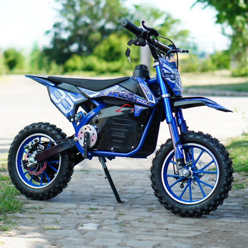 Motocicleta electrica NITRO Eco Fossa 1000W 36V cu limitator viteza, culoare albastra [10]