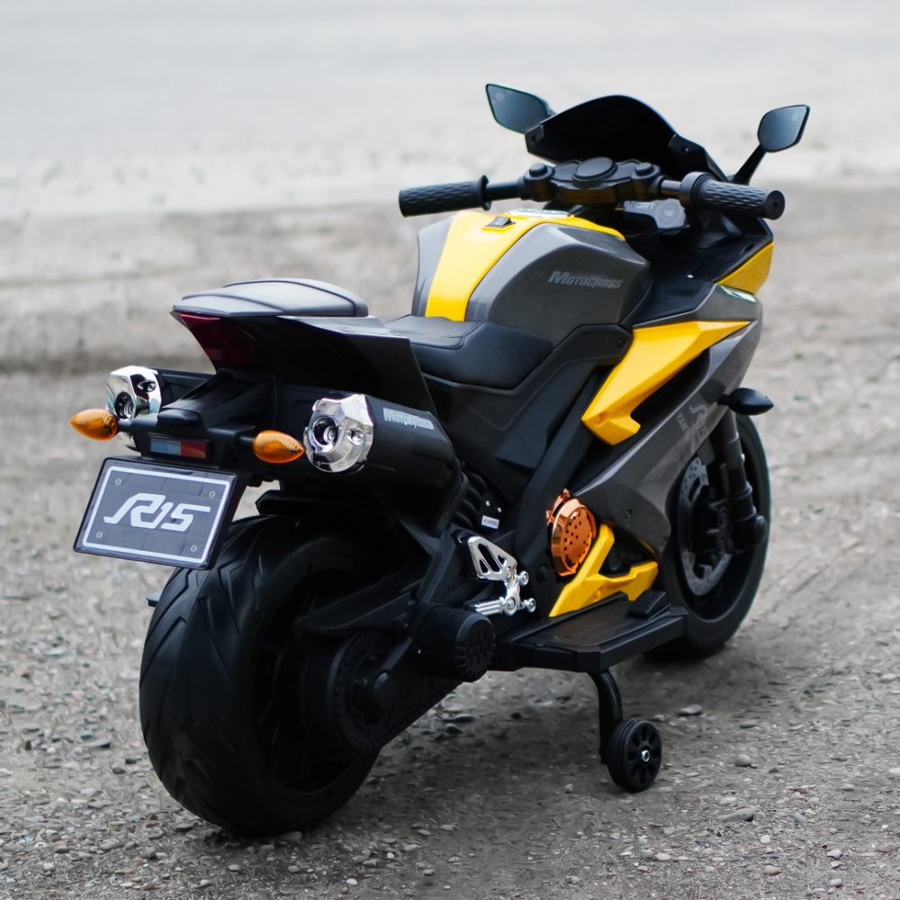 Motocicleta electrica pentru 3-9 ani, Kinderauto TR15 SuperBike PREMIUM, culoare Galbena [8]