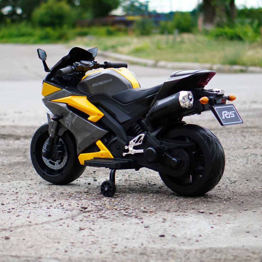 Motocicleta electrica pentru 3-9 ani, Kinderauto TR15 SuperBike PREMIUM, culoare Galbena [7]