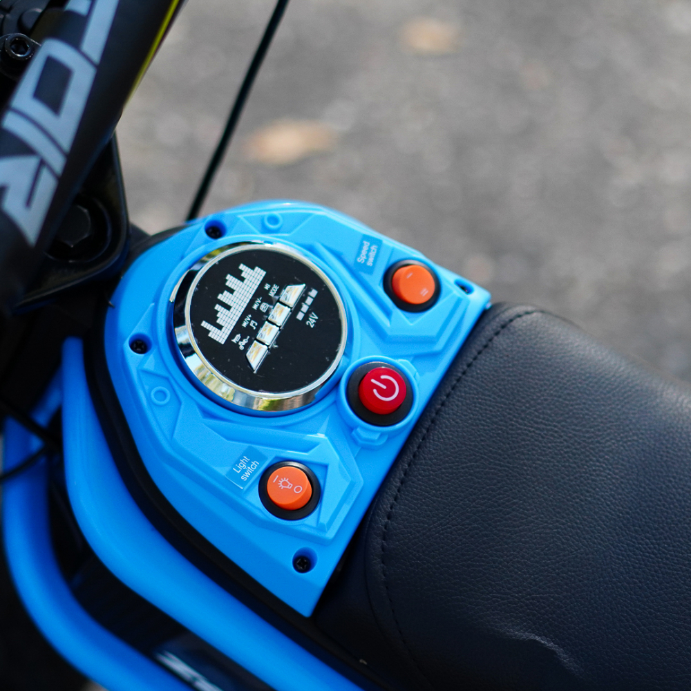 Motocicleta electrica pentru copii 5-10 ani, Kinderauto Enduro, 350W 24V, albastra [9]
