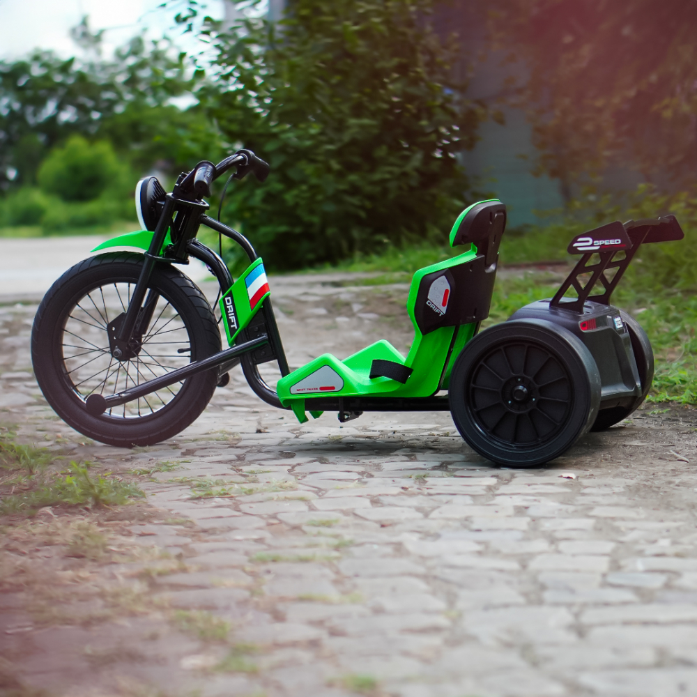 Motocicleta electrica pentru copii 5-12 ani, Kinderauto Drift-Trike, 500W, 24V 10Ah, verde [9]