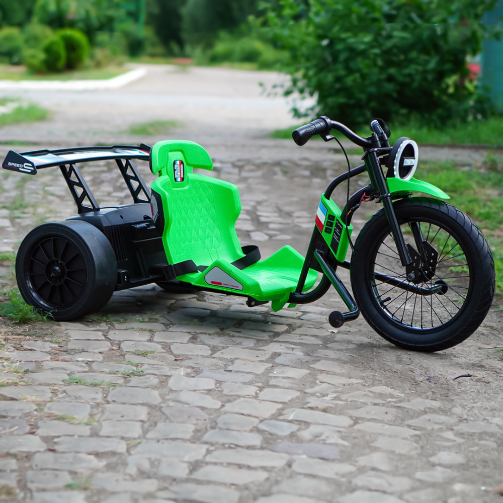 Motocicleta electrica pentru copii 5-12 ani, Kinderauto Drift-Trike, 500W, 24V 10Ah, verde [4]