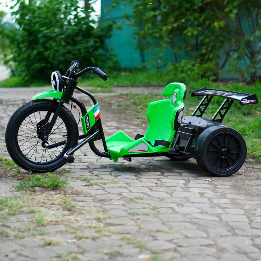 Motocicleta electrica pentru copii 5-12 ani, Kinderauto Drift-Trike, 500W, 24V 10Ah, verde [10]