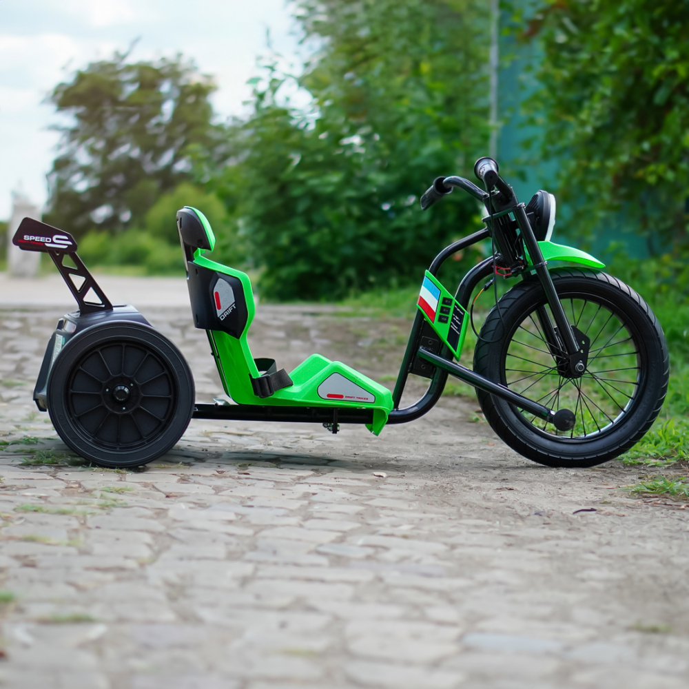 Motocicleta electrica pentru copii 5-12 ani, Kinderauto Drift-Trike, 500W, 24V 10Ah, verde [6]