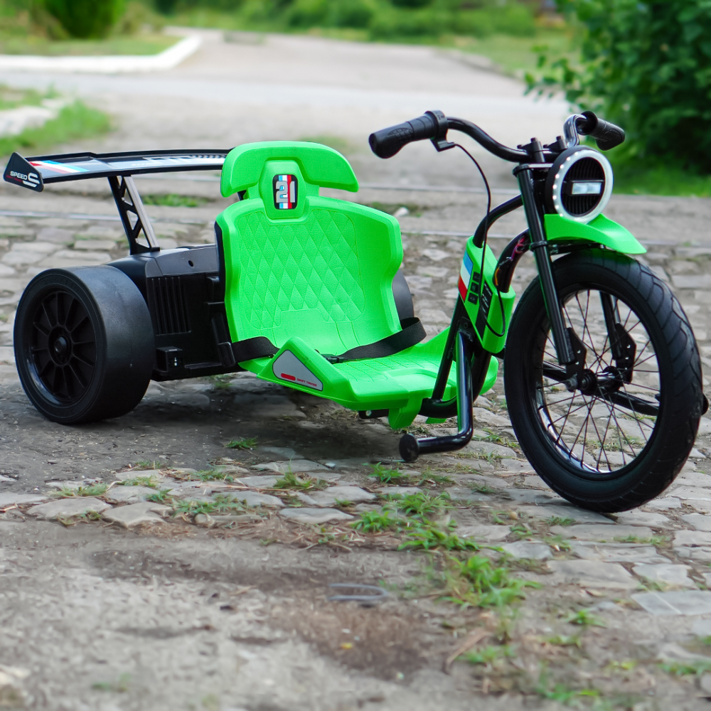 Motocicleta electrica pentru copii 5-12 ani, Kinderauto Drift-Trike, 500W, 24V 10Ah, verde [3]
