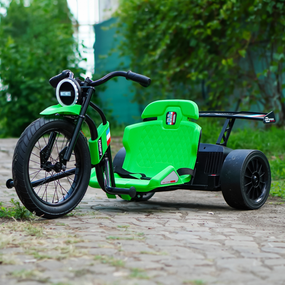 Motocicleta electrica pentru copii 5-12 ani, Kinderauto Drift-Trike, 500W, 24V 10Ah, verde [2]