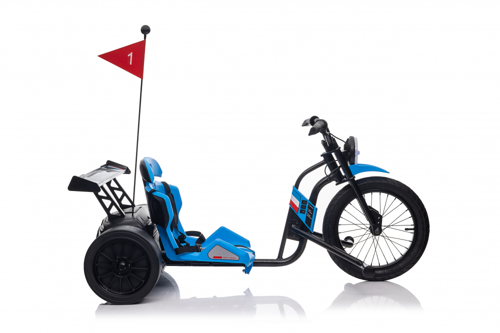 Motocicleta electrica pentru copii 5-12 ani, Kinderauto Drift-Trike, 500W, 24V 10Ah, roti moi, albastra [4]