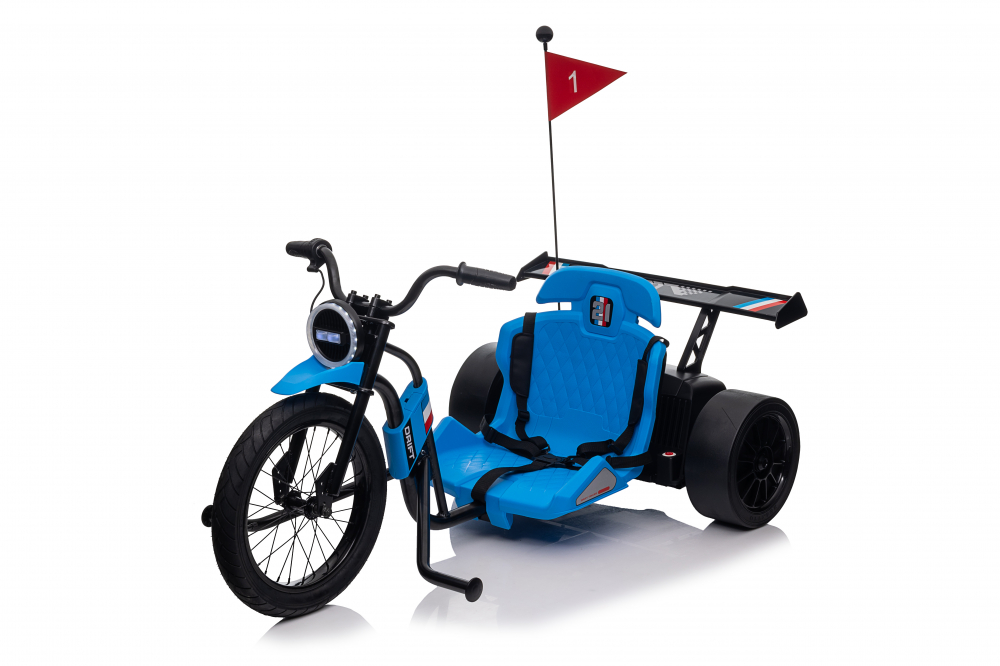 Motocicleta electrica pentru copii 5-12 ani, Kinderauto Drift-Trike, 500W, 24V 10Ah, roti moi, albastra [7]