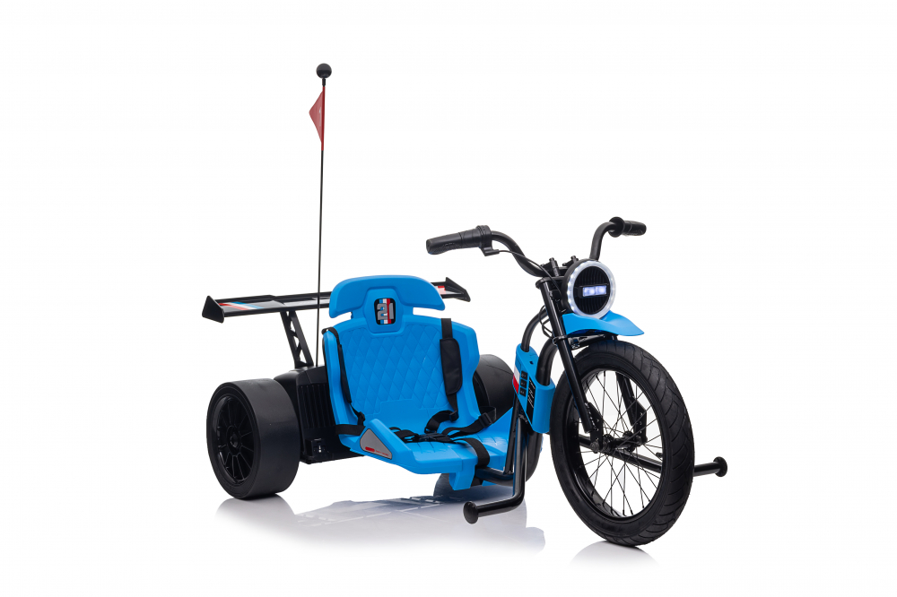 Motocicleta electrica pentru copii 5-12 ani, Kinderauto Drift-Trike, 500W, 24V 10Ah, roti moi, albastra [5]