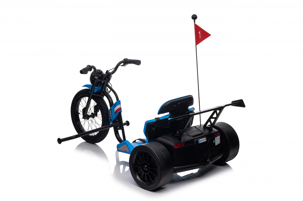 Motocicleta electrica pentru copii 5-12 ani, Kinderauto Drift-Trike, 500W, 24V 10Ah, roti moi, albastra [8]