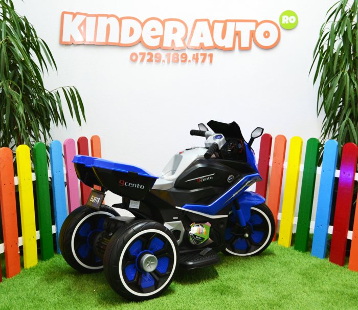 Motocicleta electrica pentru copii BJ618, bluetooth, 70W, 6V, music player, STANDARD #Albastru [14]