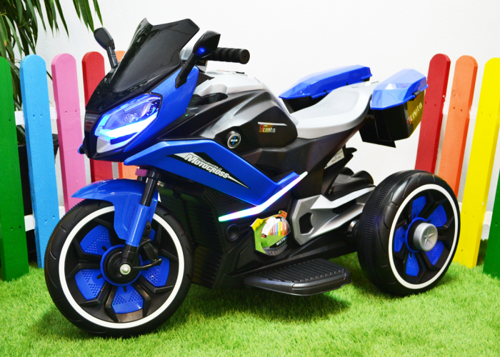 Motocicleta electrica pentru copii BJ618, bluetooth, 70W, 6V, music player, STANDARD #Albastru [11]