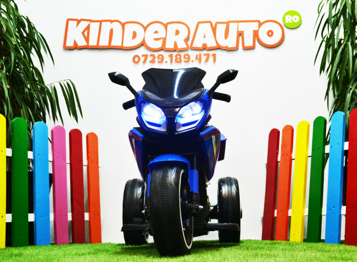 Motocicleta electrica pentru copii BJ618, bluetooth, 70W, 6V, music player, STANDARD #Albastru [2]