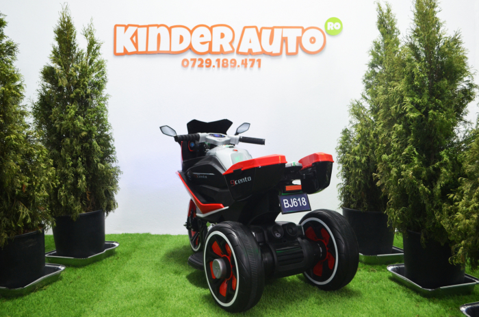Motocicleta electrica pentru copii BJ618 70W 6V STANDARD #Rosu [4]
