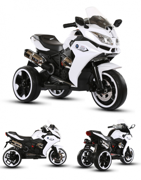 Motocicleta electrica pentru copii BJ1200 2x30W STANDARD #Alb [2]