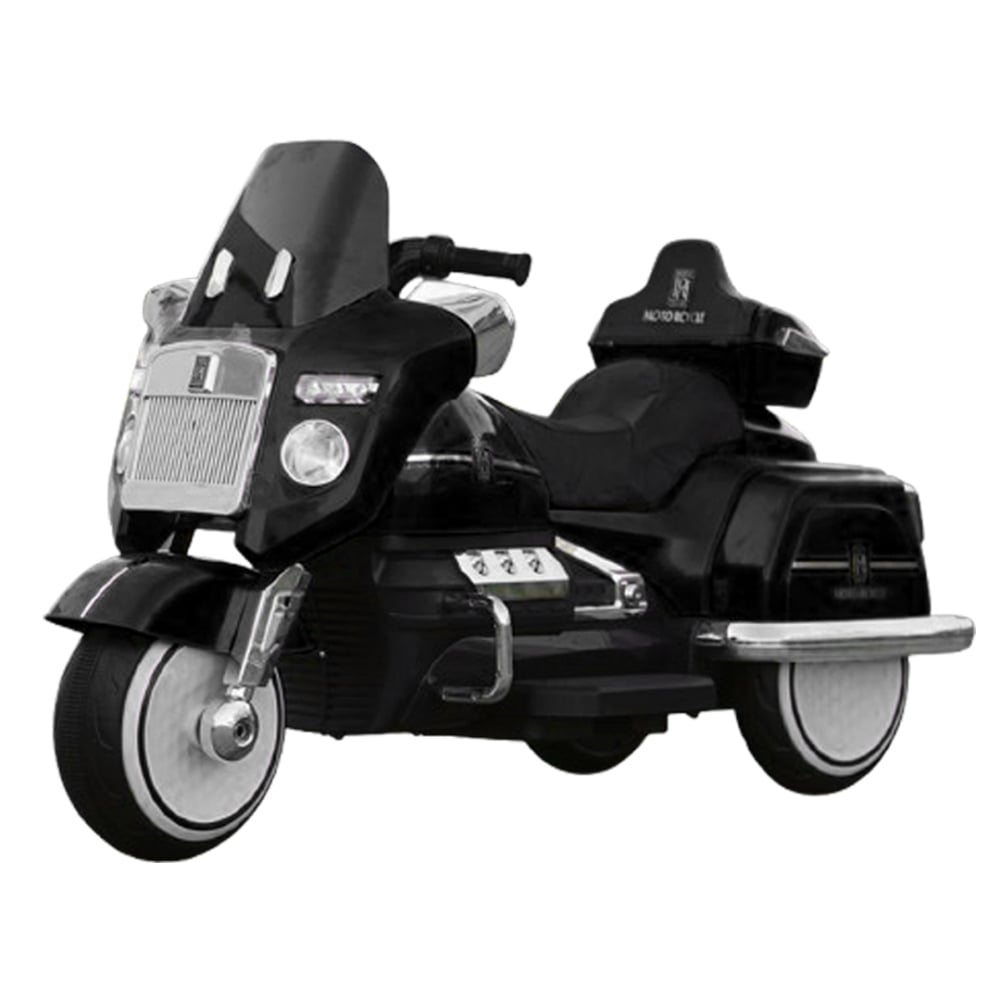 Motocicleta electrica pentru copii Chopper Royce, 80W 12V, telecomanda, bluetooth, culoare neagra