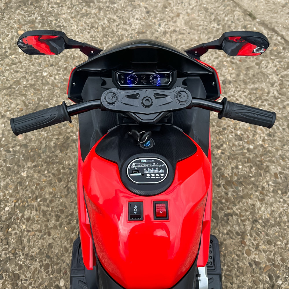 Motocicleta electrica pentru copii, Kinderauto B919, putere 90W, baterie 12V-12Ah, bluetooth, rosie [10]